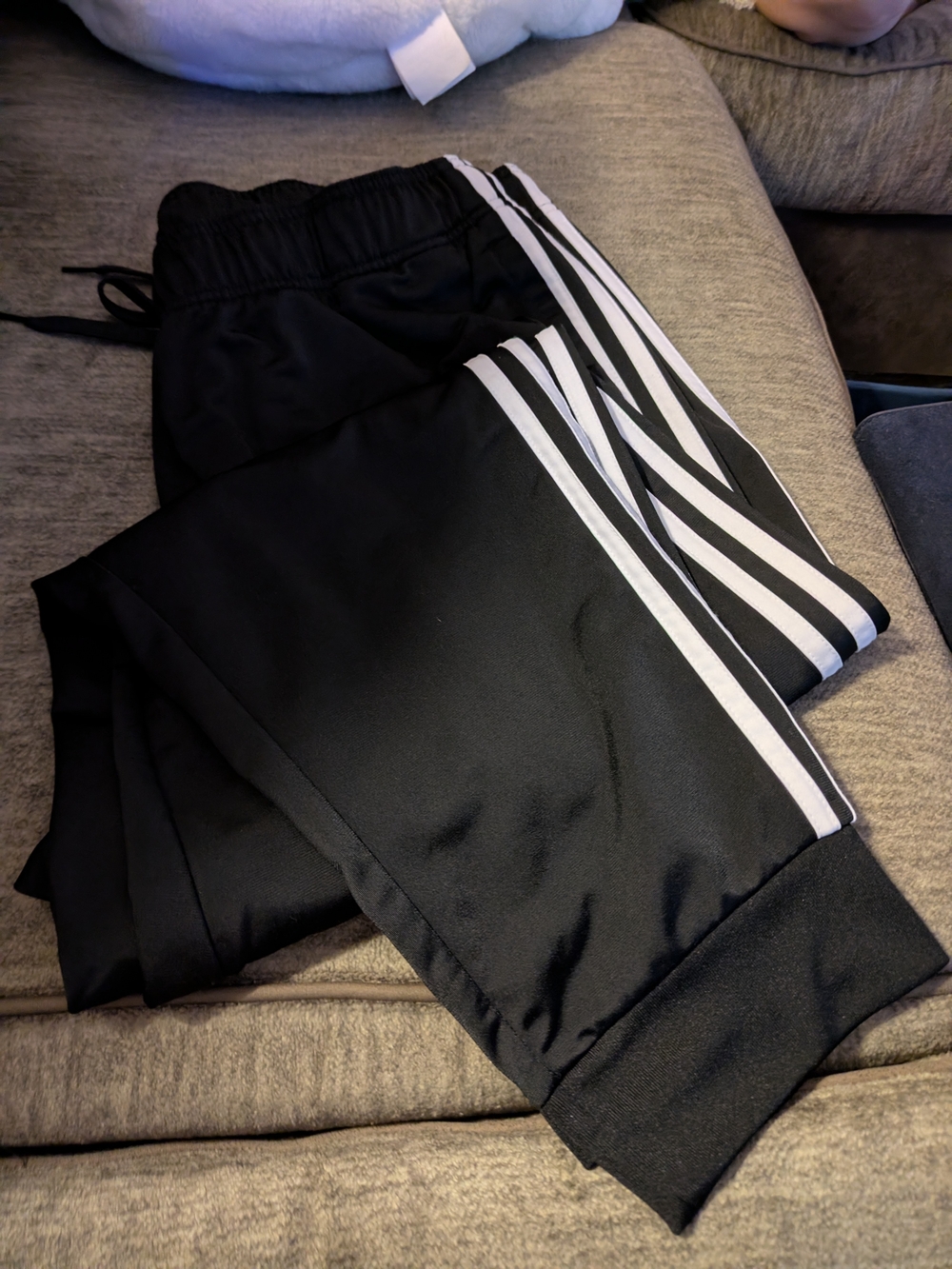 adidas Womens 3-Stripe Joggers with White Logo - Picture 2 of 2
